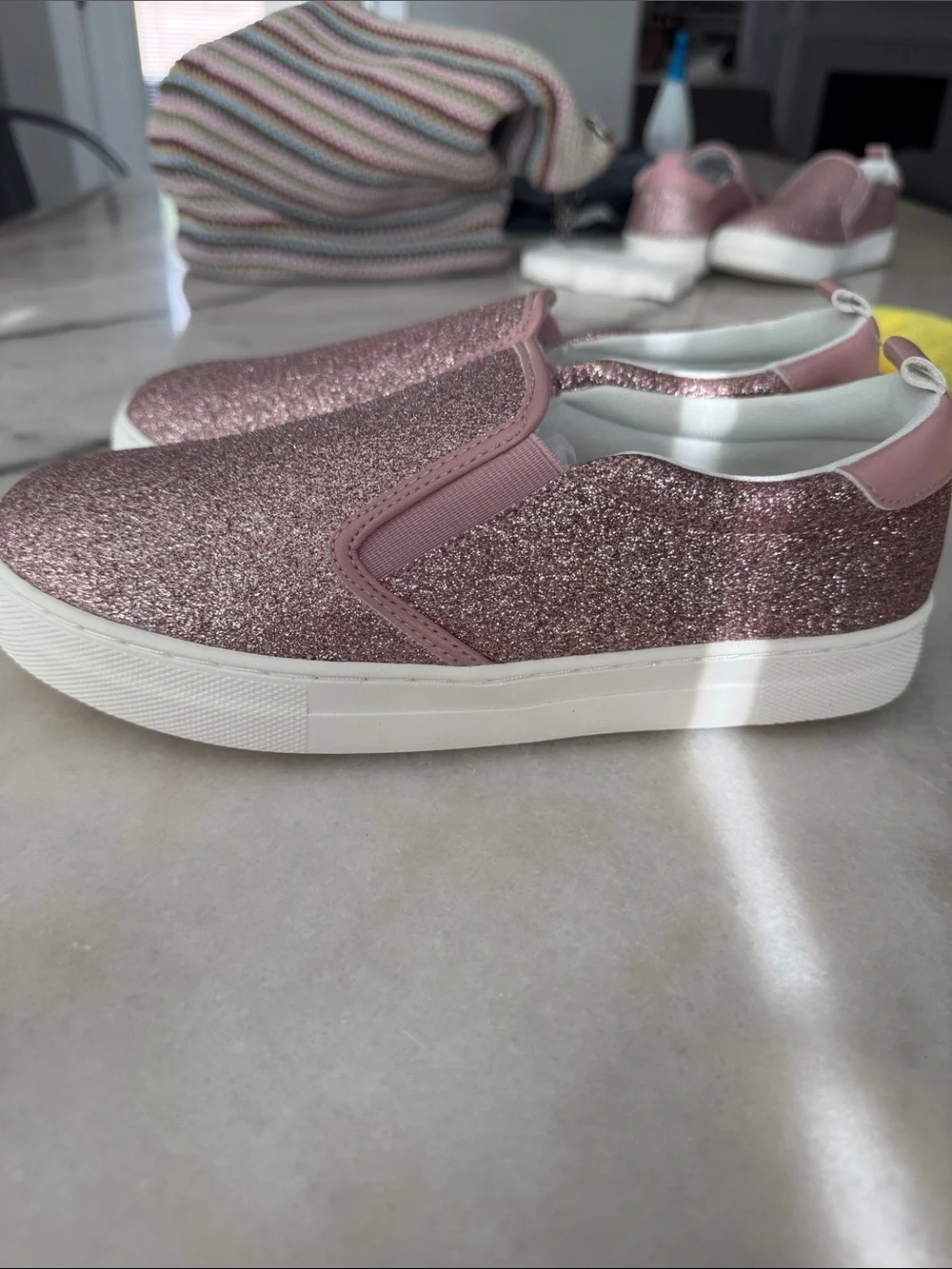 GAP Girls Pink Glitter Slip-On Sneakers